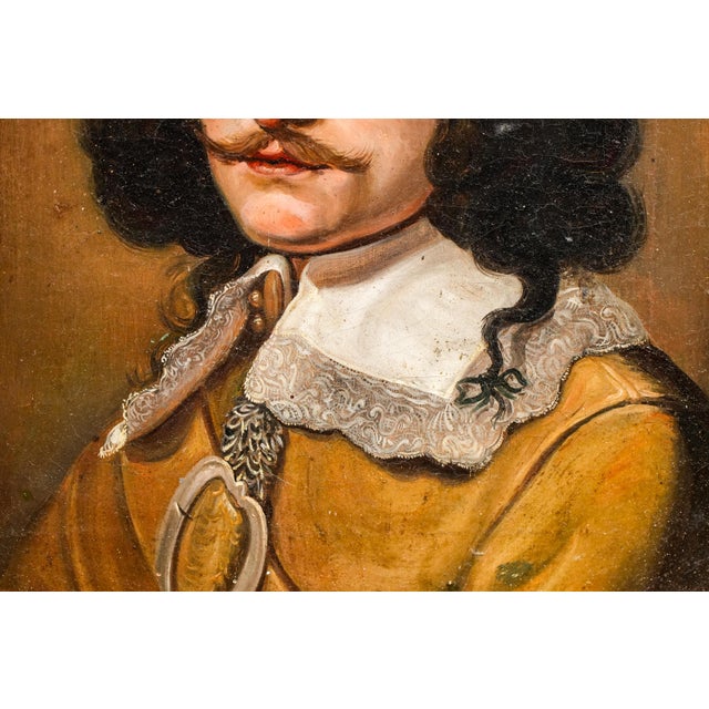 Opulent English Portrait of 18th Century Man Antique Oil Painting in Ornate Gold Frame Home Wall Decor For Sale In New York - Image 6 of 14