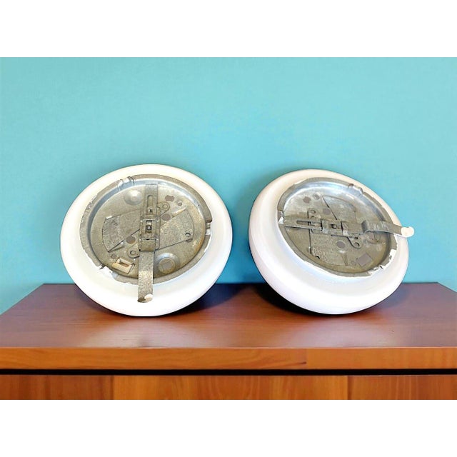 Vintage White Opaline Glass Flush Mounts, 1990s, Set of 2 For Sale - Image 6 of 8