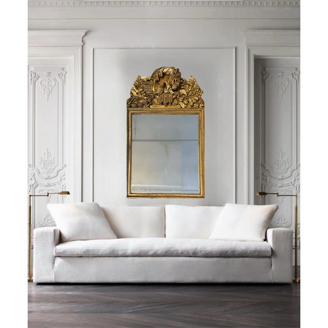 Gold Large Carved Antique Regency Carved Wood Gold Mirror.. 64” Tall. Three Dimensional Carving Doves and Cornucopia. For Sale - Image 8 of 8