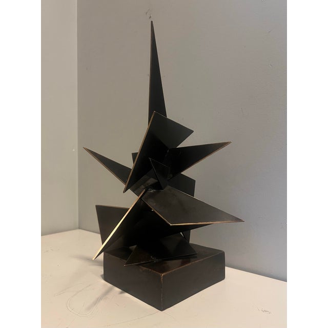 Marcello Mancuso (1965-), Postmodern, Bronze Abstract Geometric Sculpture, Signed, Dated, 1989, Unique Three Dimensions...