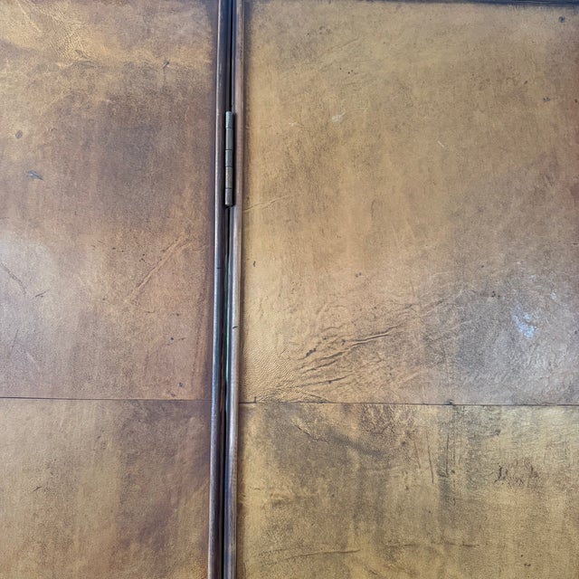 Early 19th Century Vintage Spanish Colonial Style Tooled Leather Four-Panel Folding Screen For Sale - Image 5 of 6