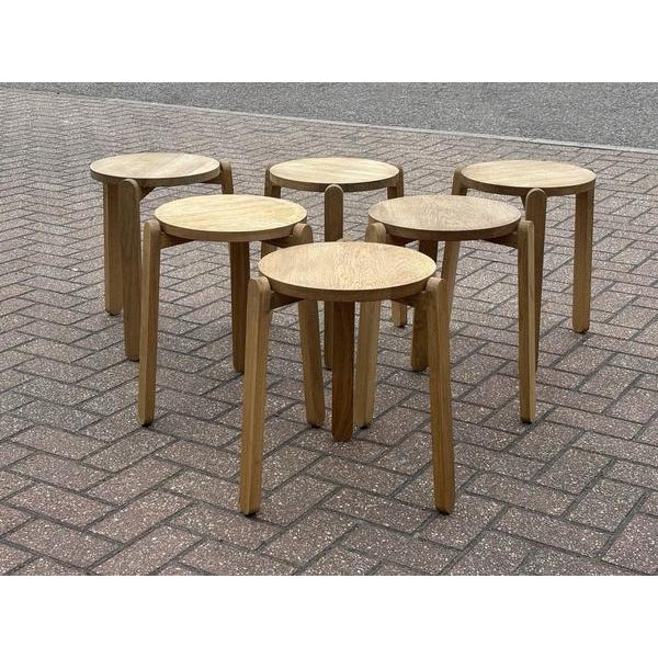 Oak Nomad Designer Stacking Stools from Skagerak, Set of 6 For Sale - Image 14 of 16
