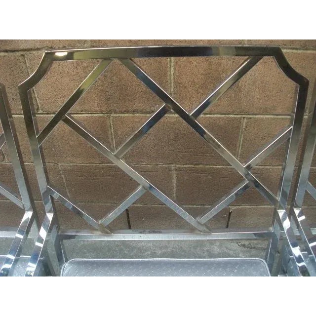 1970s Milo Baughman Attributed Chrome Chippendale Armchairs - Set of 4 For Sale - Image 10 of 12