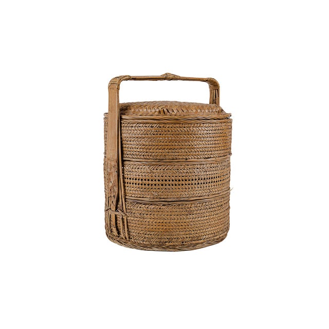 Vintage Antique 3 (Three) Tier Chinese Wedding Basket (Warm Brown) For Sale In Tulsa - Image 6 of 13