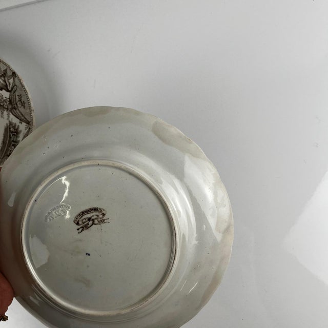 19th Century Antique 19th Century Dessert Plates in Bordeaux Earthenware from David Johnston, Set of 2 For Sale - Image 5 of 13