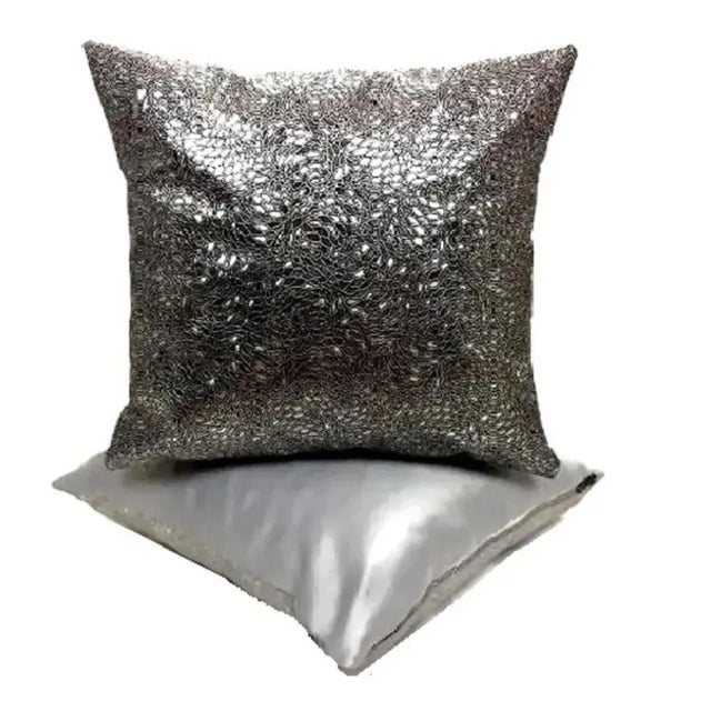 Contemporary Contemporary Kravet Style Italian Croc Print Faux Leather Pillow Cover For Sale - Image 3 of 13