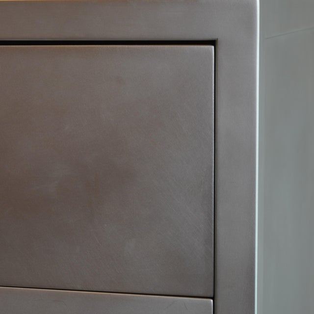 Modern Metal Zinc Wrapped 6 Drawer Dresser For Sale In New York - Image 6 of 7