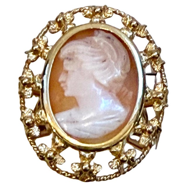 Vintage Victorian Carved Shell Lady Cameo Ring in 18 Karat Yellow Gold Size 7 For Sale - Image 15 of 18