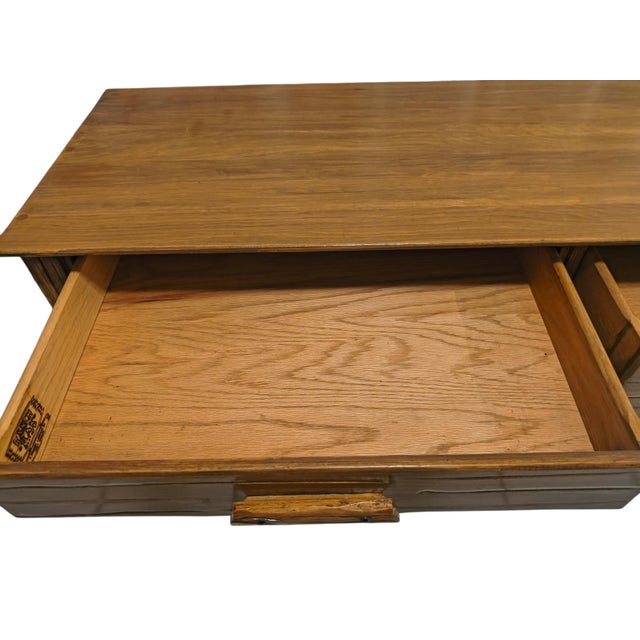 Vintage 1950s Mid-Century A. Brandt Ranch Oak Writing Desk For Sale - Image 10 of 13