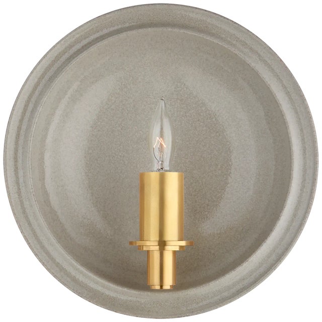Christopher Spitzmiller for Visual Comfort Signature Leeds Small Round Sconce in Shellish Gray For Sale