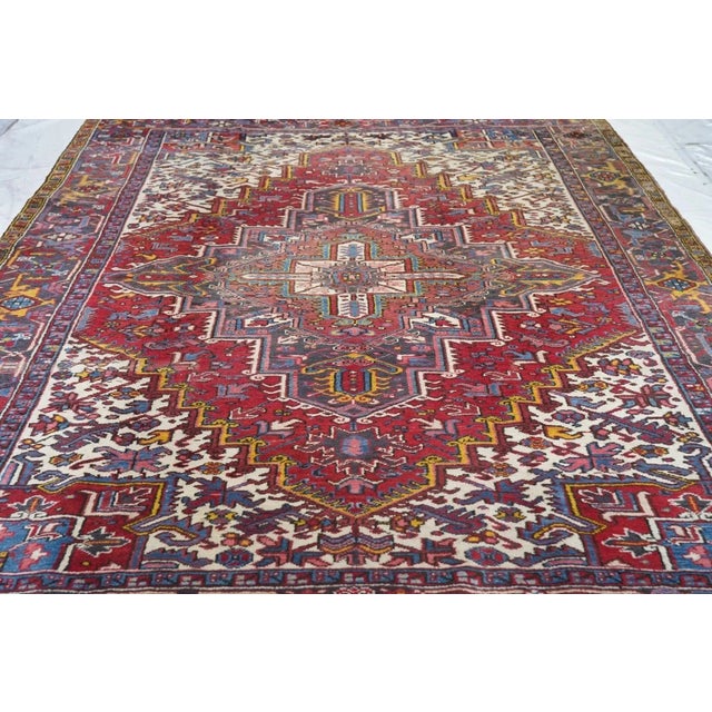 Textile Vintage Heriz Rug 7'10'' x 10'11'' For Sale - Image 7 of 9