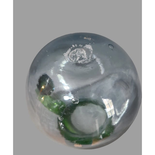 Vintage Colorful Mexican Hand-Blown Art Glass Attached Handle Pitcher Festive Green Rim For Sale - Image 6 of 6