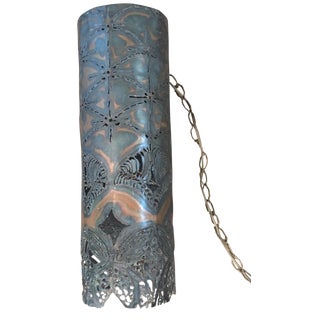 Vintage Brutalist Metal Pendant Lamp For Sale