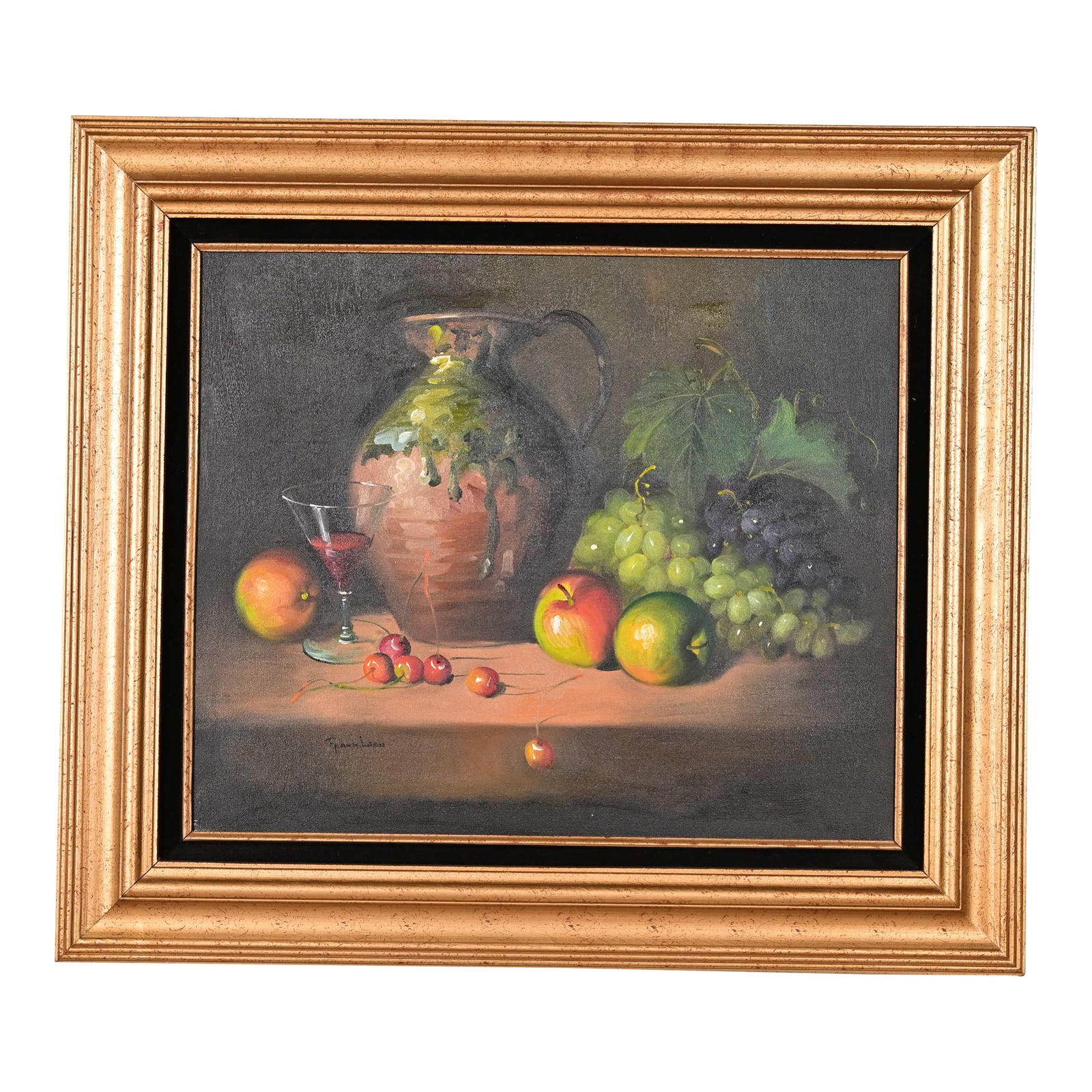 Original Signed Frank Lean French Still Life Oil Painting on