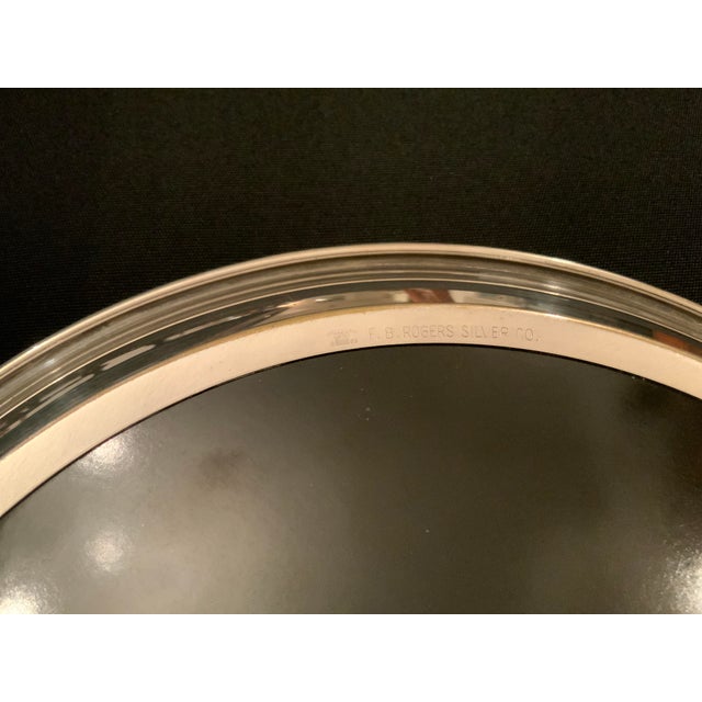 Metal 1960s F. B. Rogers Silver Plate and Black Bakelite Barware Tray For Sale - Image 7 of 10