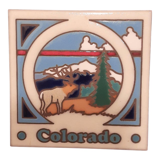 Colorado Elk Glazed Tile Trivet Coaster For Sale