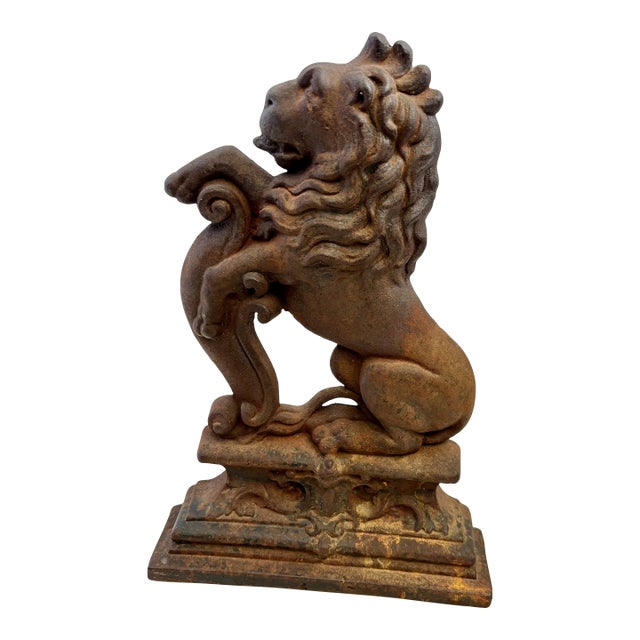 19th Century Lion Figural Cast Iron Doorstop For Sale