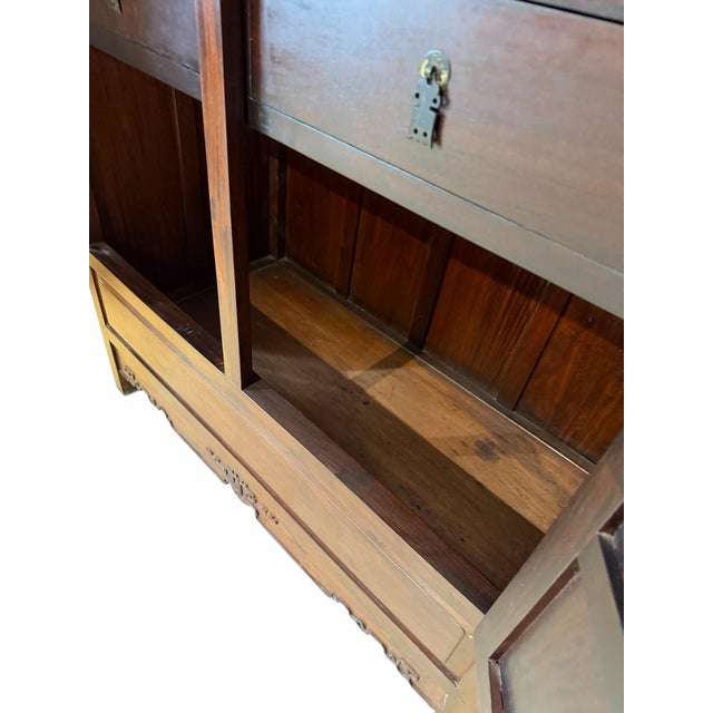 Antique Chinese Rosewood & Cloisonné Enamel Compound Cabinet For Sale In West Palm - Image 6 of 12