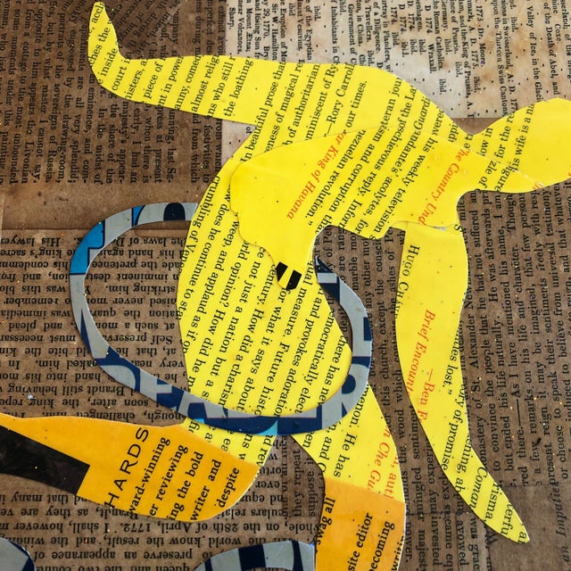 Original 9 x 12 collage wrapped around vintage painting done with vintage papers signed on reverse unframed