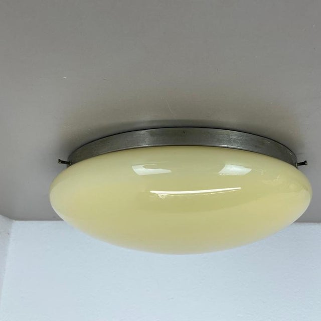 1920s Large Modernist Art Deco Metal Plafoniere Flush Mount, France, 1920s For Sale - Image 5 of 18