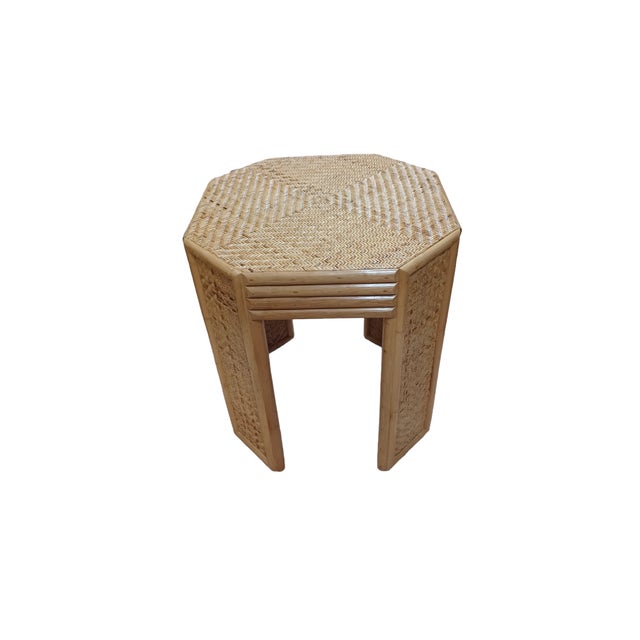 Mid 20th Century Mid 20th Century Vintage Octagonal Rattan and Wicker Dining Table Base For Sale - Image 5 of 5
