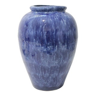 Italian Artisan Mottled Blue Urn For Sale