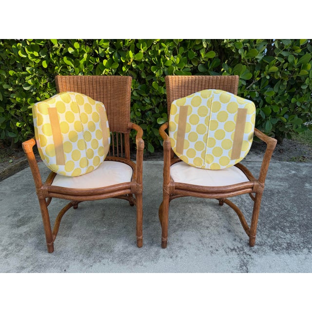 Vintage Barrel-Back Rattan Armchairs, Pair For Sale - Image 11 of 14