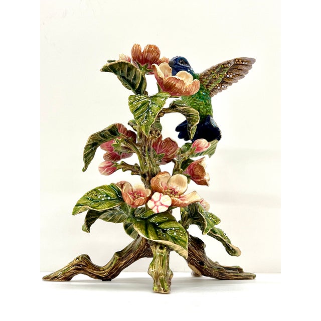 Jay Strongwater Dawn Hummingbird Tableau With Swarovski Crystals - Flora and Fauna Collection For Sale - Image 17 of 18