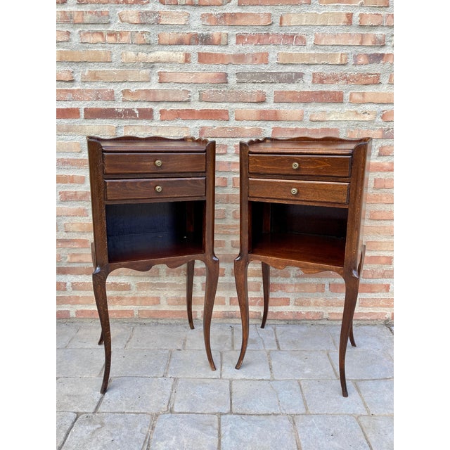 French Oak Nightstands with 2 Drawers, 1890s, Set of 2 For Sale - Image 18 of 18