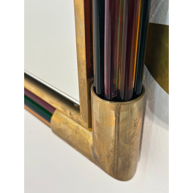 Mid-Century Modern Vintage Italian Rectangular Brass and Glass Wall Mirror 1980s For Sale - Image 3 of 7