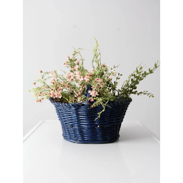 Mid 20th Century Vintage Blue Harvest Basket For Sale - Image 5 of 9