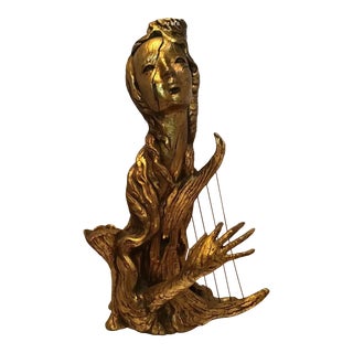 Mid Century Regency Arp Pixie Gold Nymph Statue For Sale