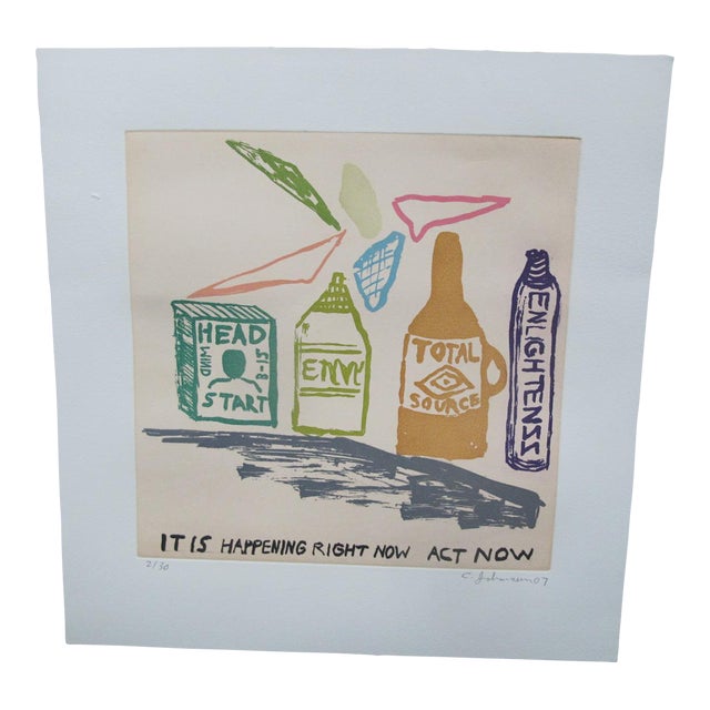 Chris Johanson Signed Limited Aquatint Print Perceptions #7 Happening Right Now For Sale