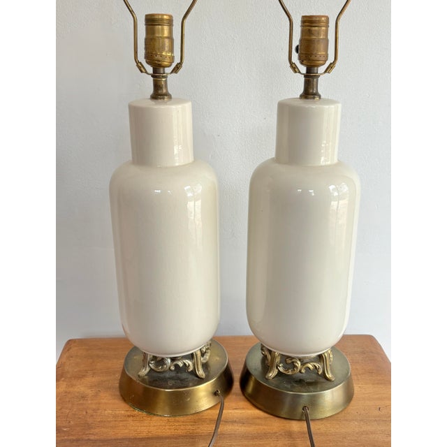 Metal 1940s Traditional Boudoir Floral Lamp - a Pair For Sale - Image 7 of 9