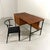 Minimalistic free standing desk by Günter Renkel for Rego Möbel, Germany. Black square steel legs, teak veneer table top,...