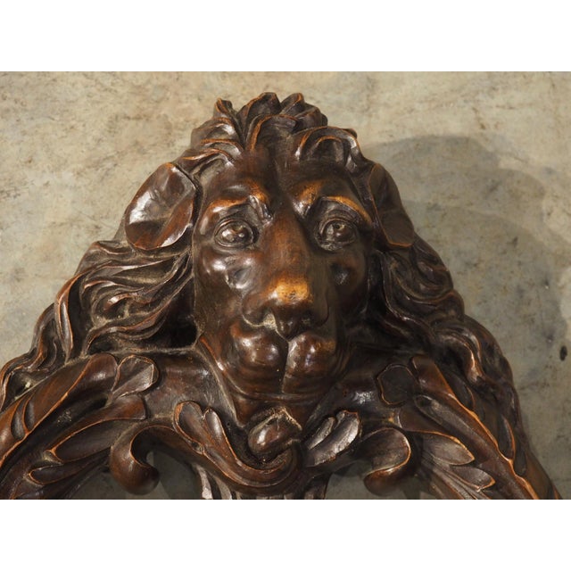 Oversized French Carved Walnut Study of a Bronze Door Knocker, 19th Century For Sale - Image 4 of 16
