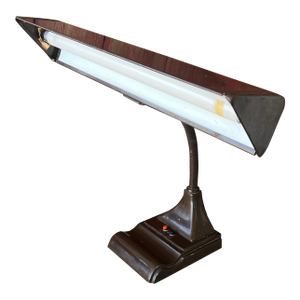 Vintage Brown Adjustable Gooseneck Fluorescent Light Flexarm Desk Lamp