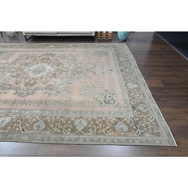 Pink 1970s Vintage Persian Handmade Wool Cotton Orange Area Rug For Sale - Image 8 of 11