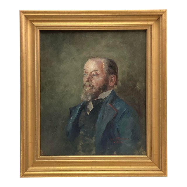 Lois Rohmer Portrait of a Man Oil on Canvas Signed Dated 1894 For Sale