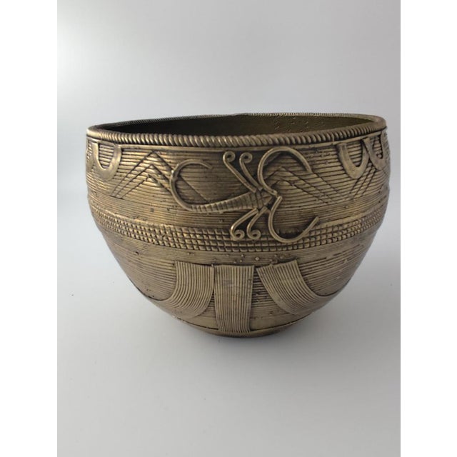 African Art Benin Bronze Bowl Ashanti Bowl with Detailed Decorations, 1890s For Sale - Image 4 of 9