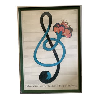 1967 Original Milton Glaser Ambler Music Festival Poster, Framed For Sale
