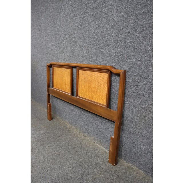 Mid-Century Walnut Queen Headboard With Cane Panels For Sale - Image 4 of 8