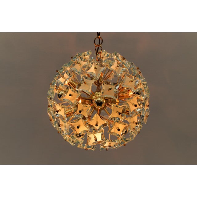 Gold and Glass Snowflake Lamp from Zero Quattro, Italy, 1960s For Sale - Image 13 of 15