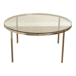 1970s Post Modern Chrome Glass Top Round Dining Table