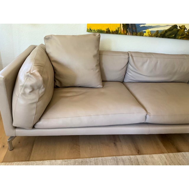 Contemporary Design Within Reach Como 128.5” Sectional Sofa in Kalahari Grey Leather For Sale - Image 3 of 15