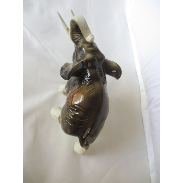1950s Vintage Royal Dux Amphora Porcelain Charging Elephant For Sale - Image 5 of 12