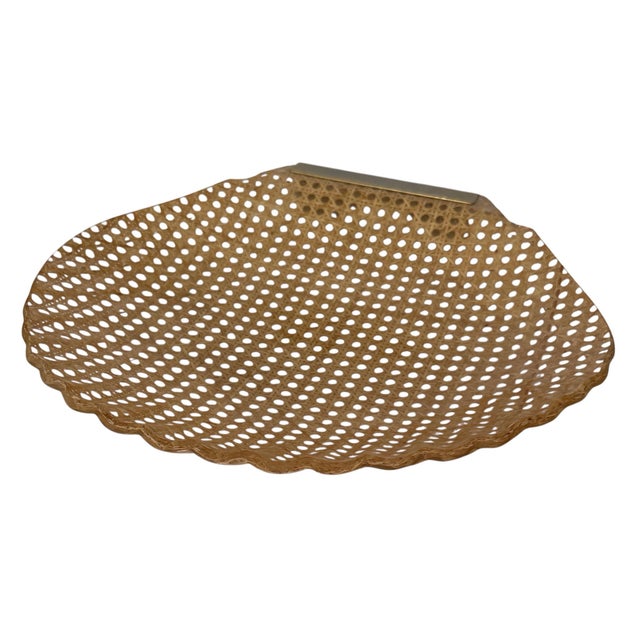 Mid 20th Century Italian Lucite Cannage Shell Shaped Bowl W" Brass Handle. For Sale - Image 5 of 12