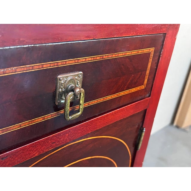 Late 19th Century Louis XVI Style Marquetry Nightstands with Bronze Hardware and Mirror, A Pair For Sale - Image 11 of 18