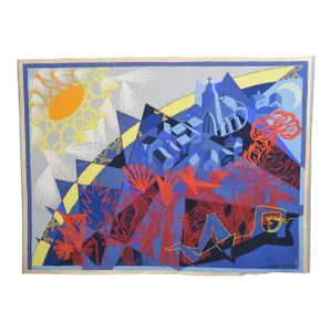 Jean Deldevez, "The Imagined Village" Gouache, Signed at the Lower Right.