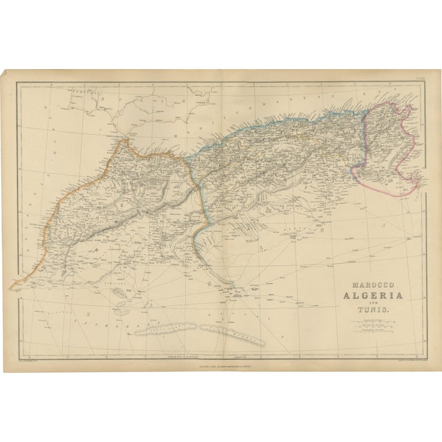 Antique North Africa Map, 1860s For Sale - Image 11 of 11